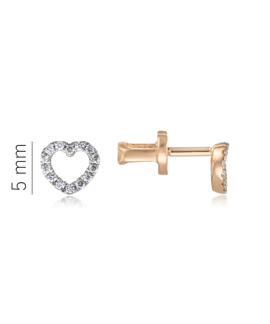 Gold earrings with diamonds "Heart"