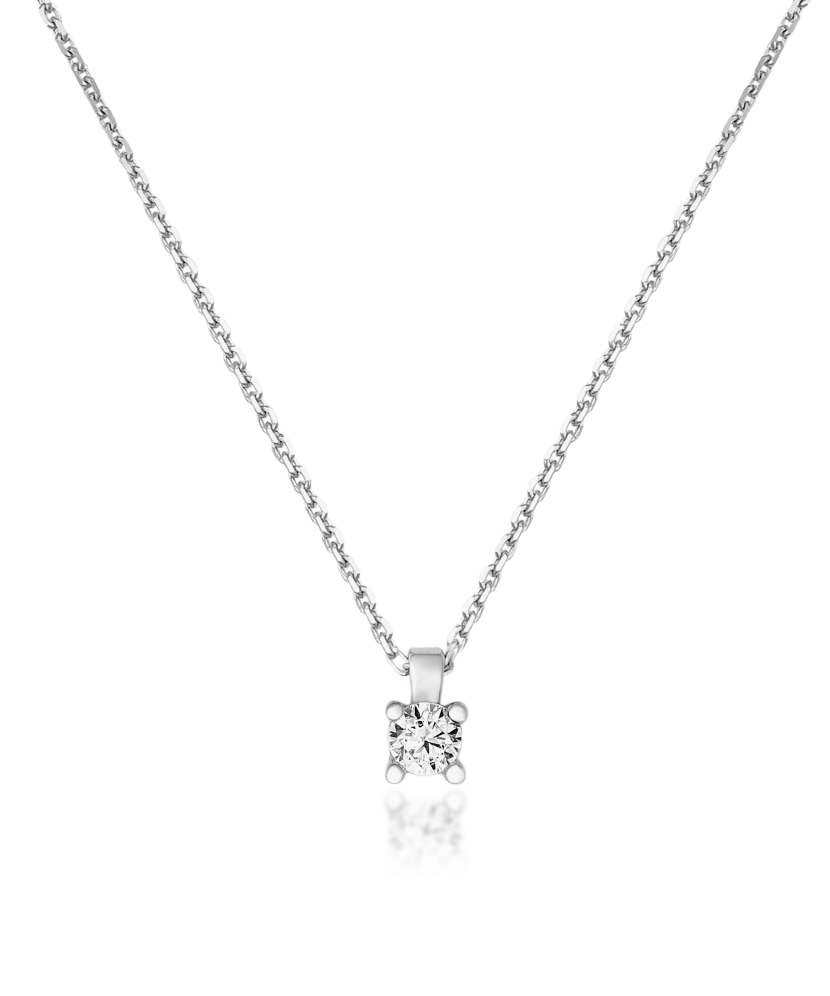 White gold chain with zirconium pendant