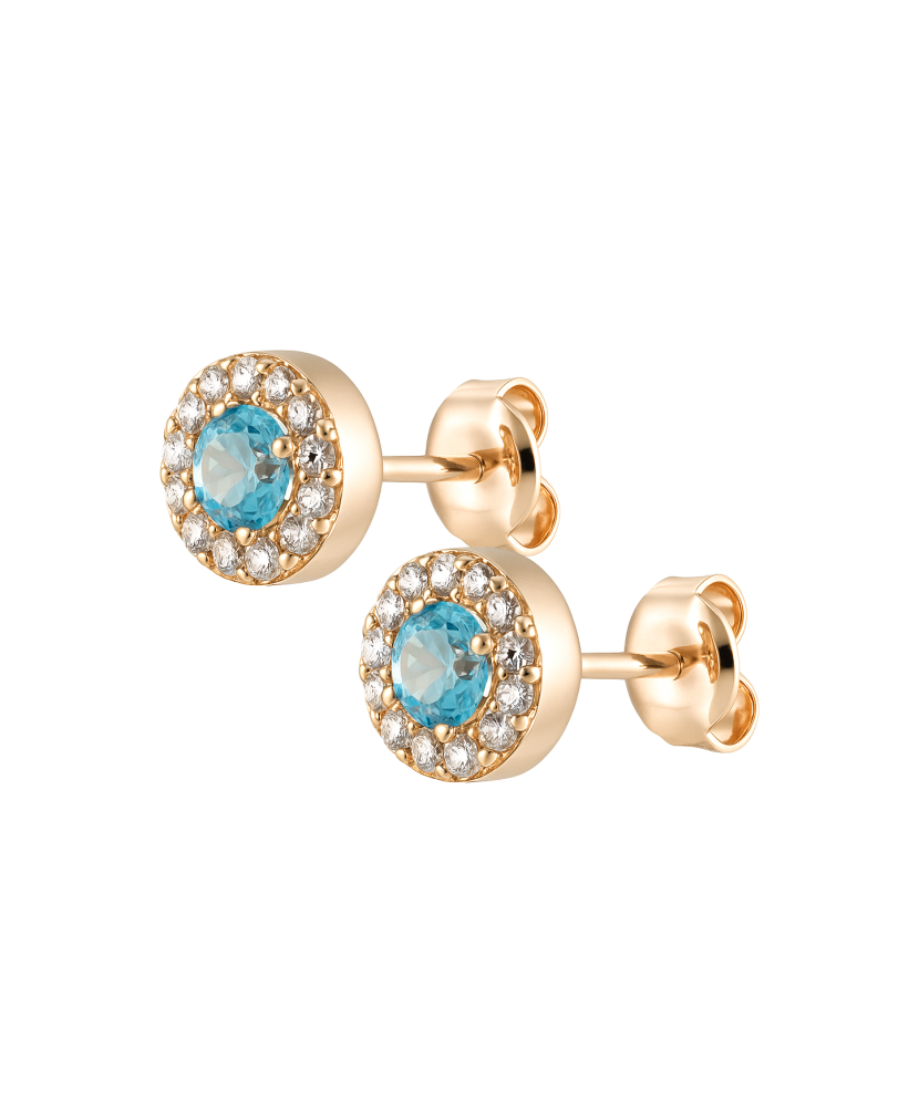 Gold earrings with zircons