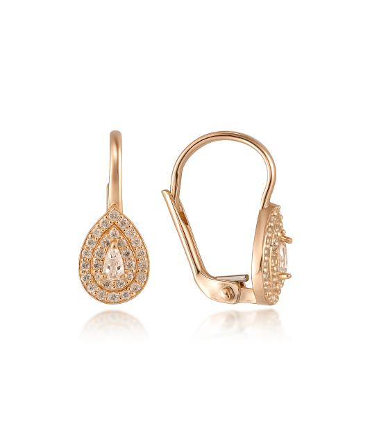 Gold earrings with zircons