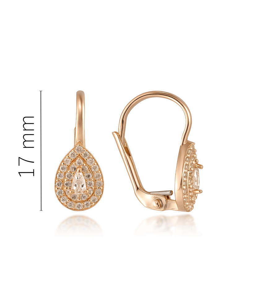 Gold earrings with zircons