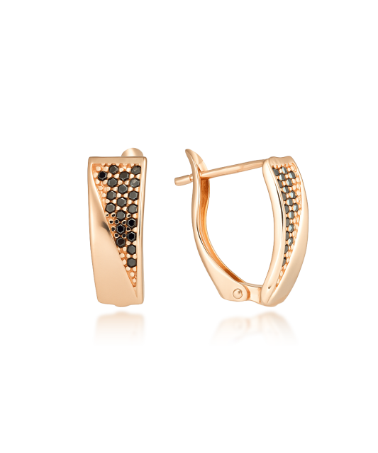 Gold earrings with zircons