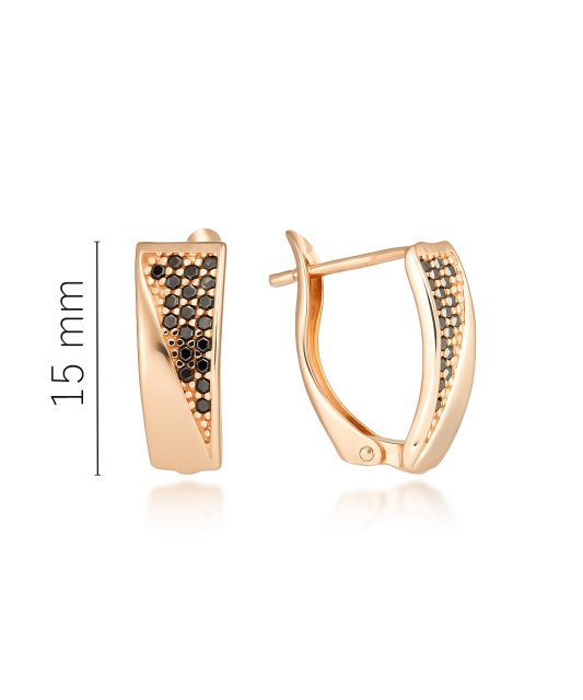 Gold earrings with zircons
