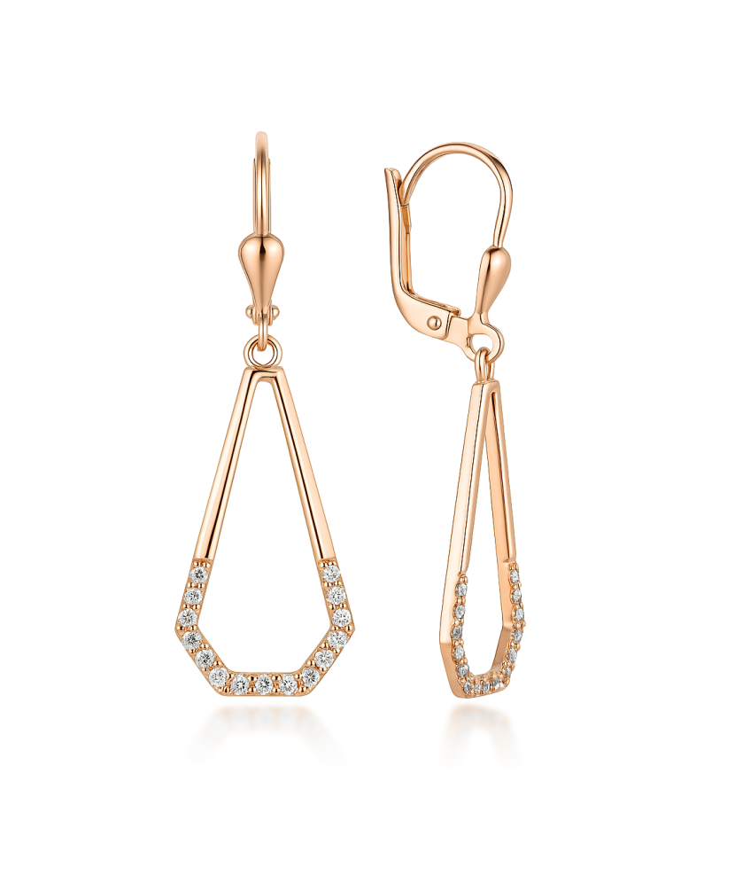 Gold earrings with zircons