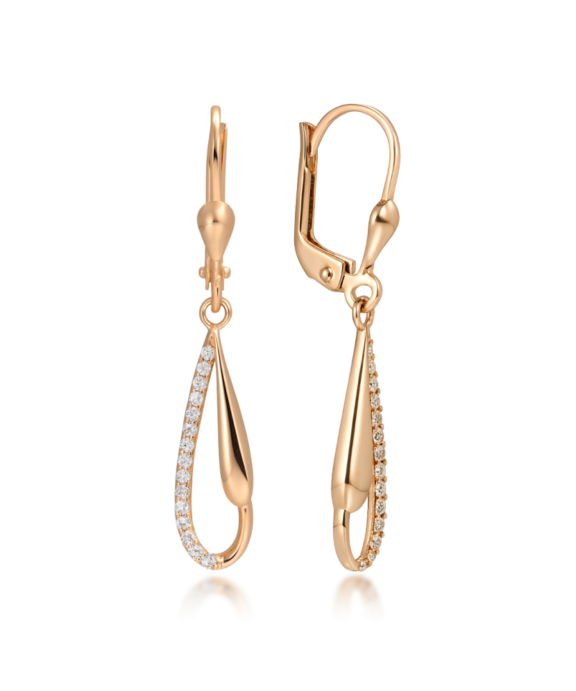 Gold earrings with zircons