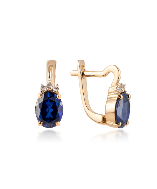 Gold earrings with zircons