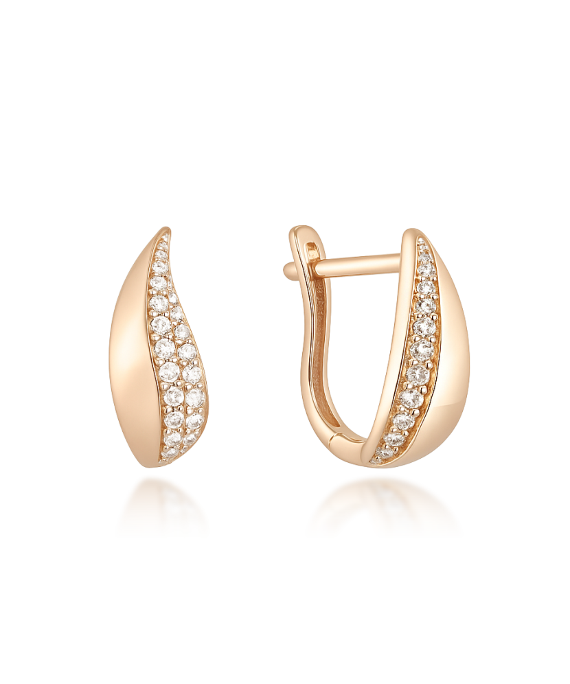 Gold earrings with zircons