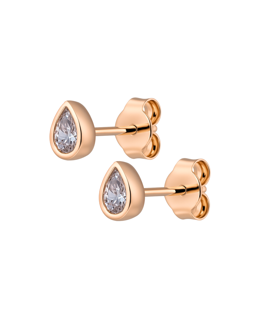 Gold earrings with zircons