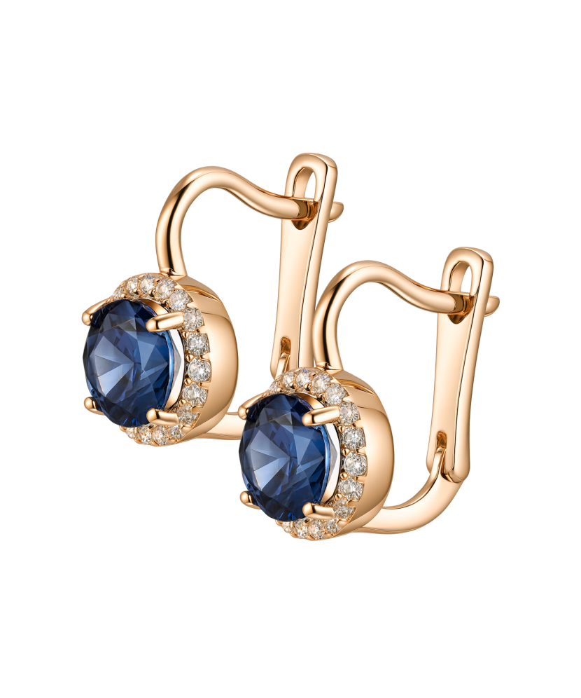 Gold earrings with zircons