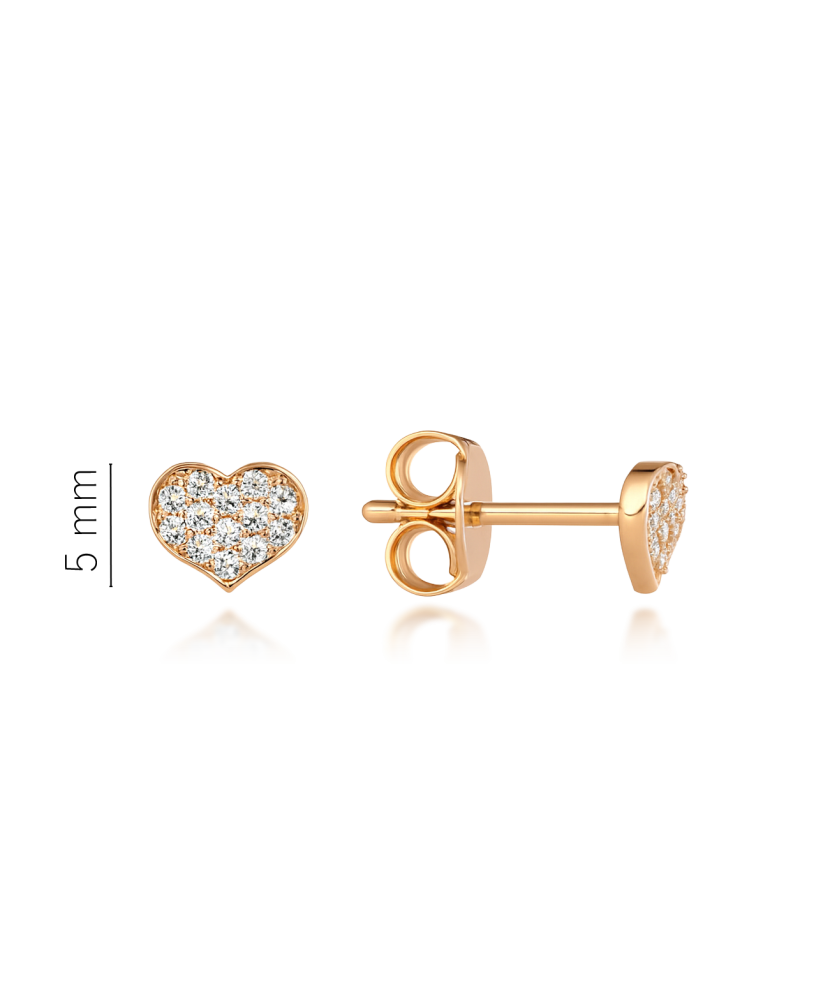 Gold earrings with zircons "hearts"