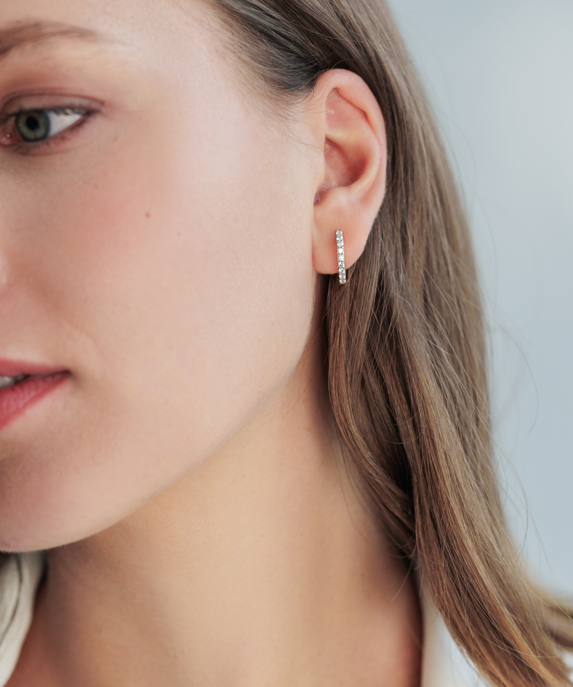 Gilded sterling silver earrings with pearls and zircons