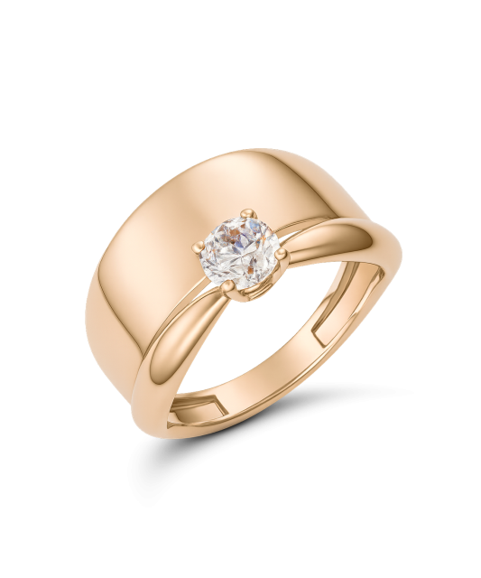 Gold ring with zirconium