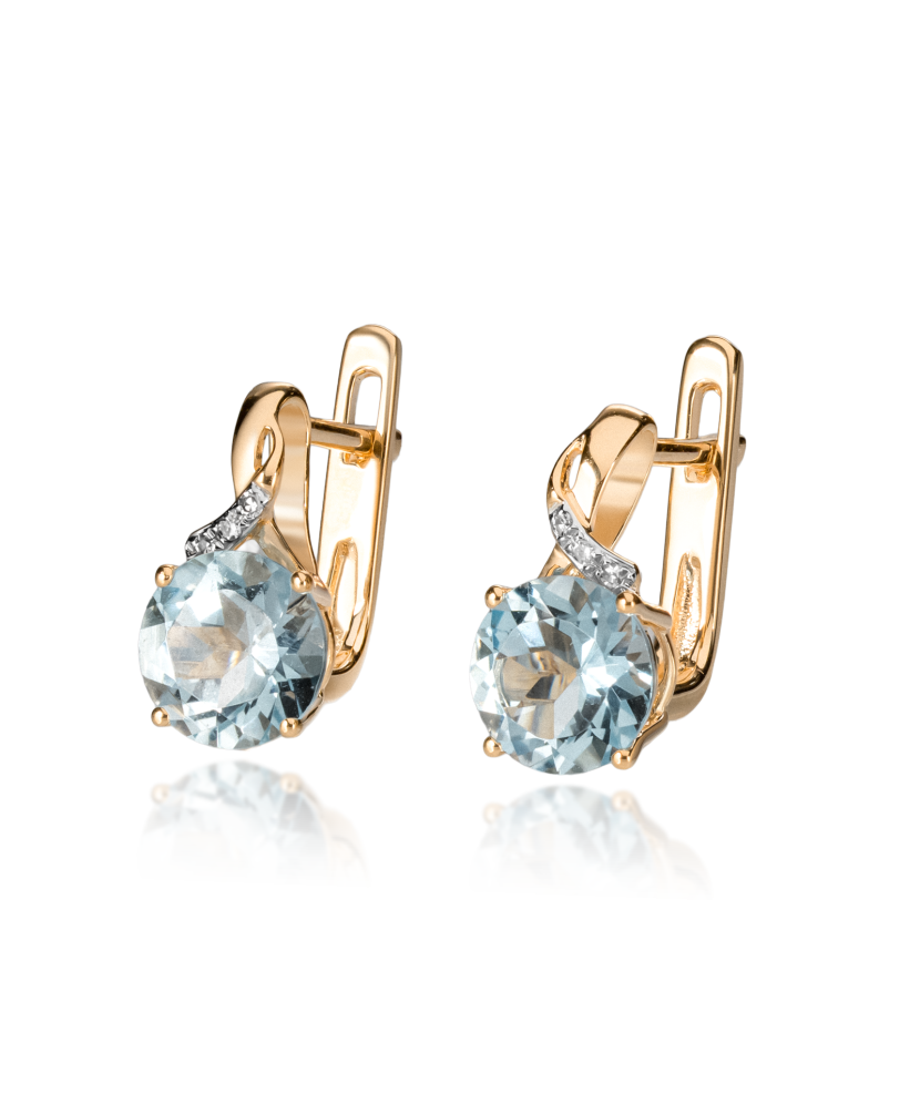 Серьги из желтого золота с топазами и бриллиантами