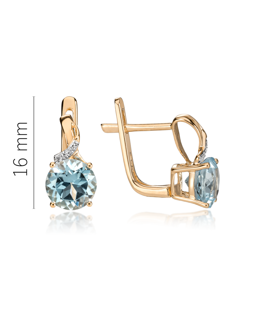 Yellow gold earrings with topazes and diamonds