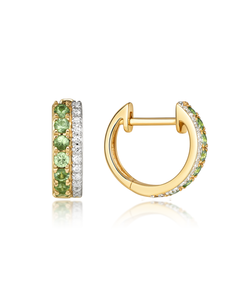 Yellow gold earrings with emeralds and diamonds Yellow gold earrings with emeralds and diamonds