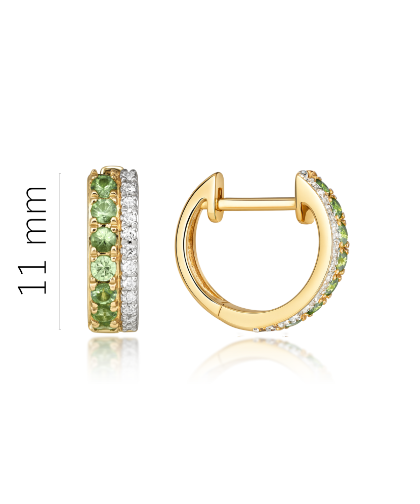 Yellow gold earrings with emeralds and diamonds Yellow gold earrings with emeralds and diamonds