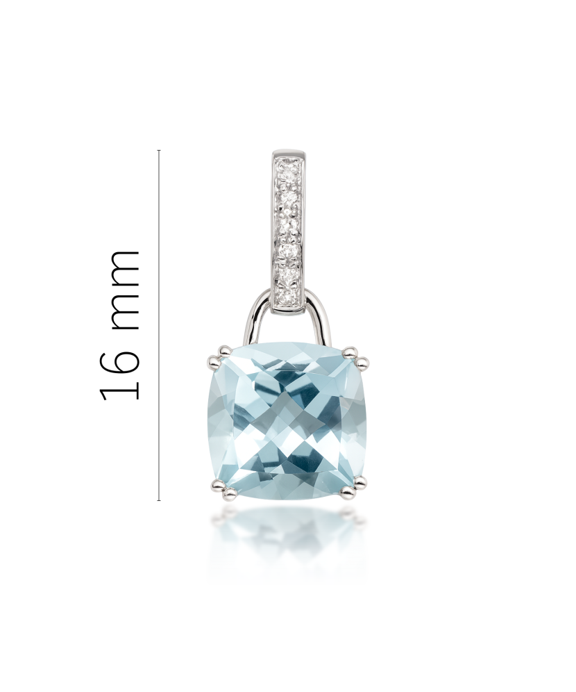White gold pendant with topaz and diamonds