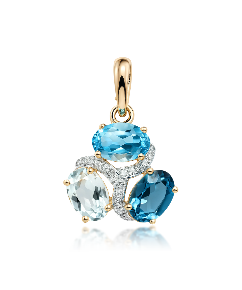 Yellow gold pendant with London topazes, topazes and diamonds
