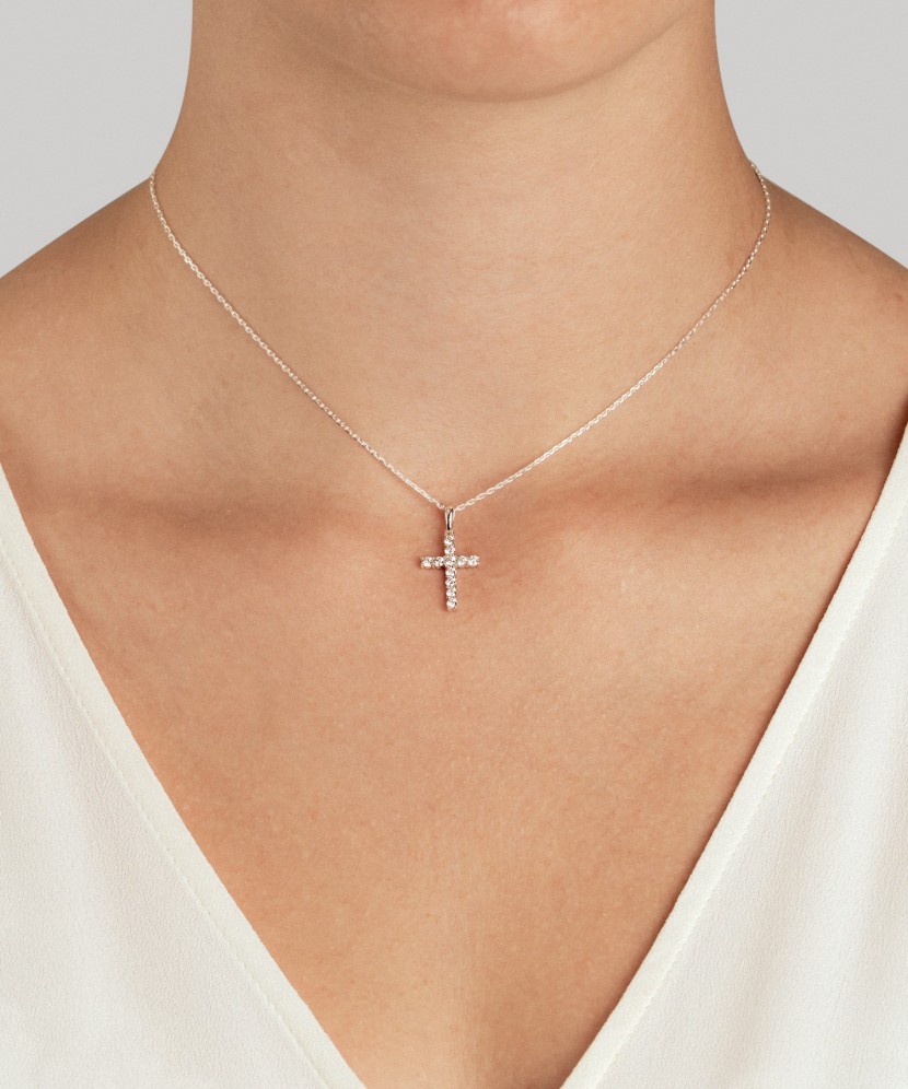 White gold pendant with diamonds "Cross"