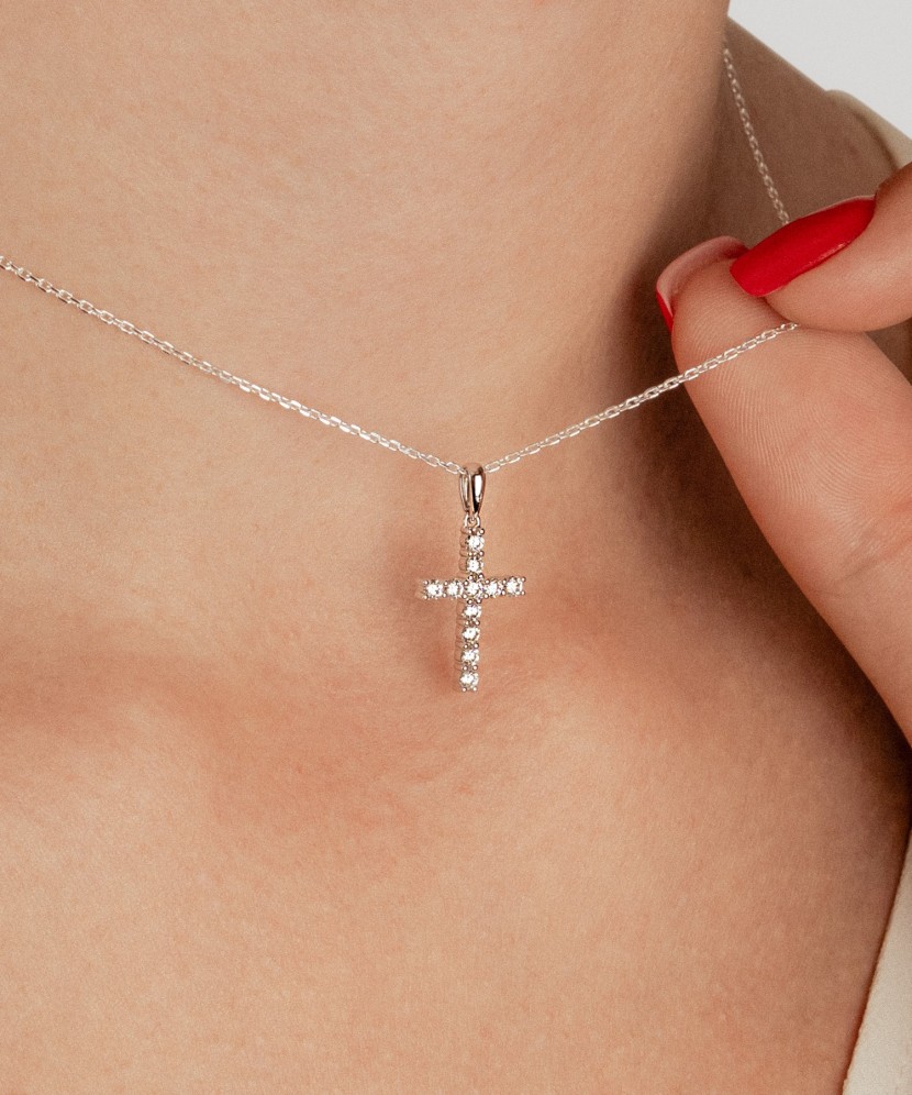 White gold pendant with diamonds "Cross"