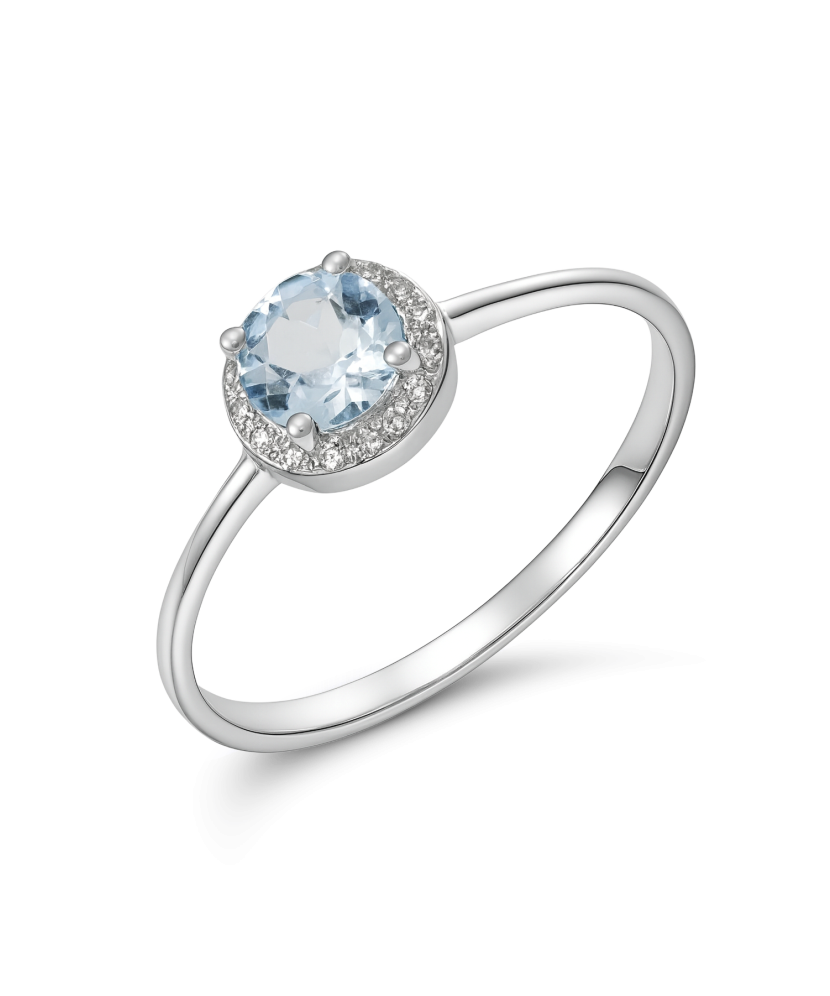 White Gold ring with diamonds and topaz