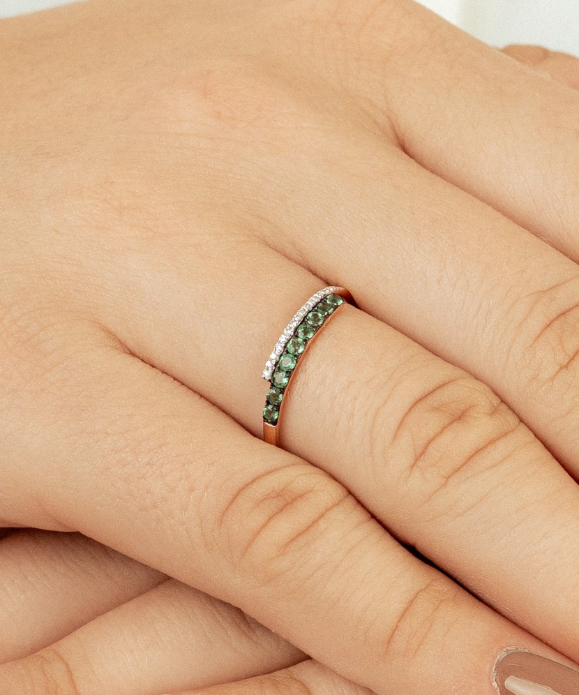 Gold ring with emeralds and diamonds Gold ring with emeralds and diamonds