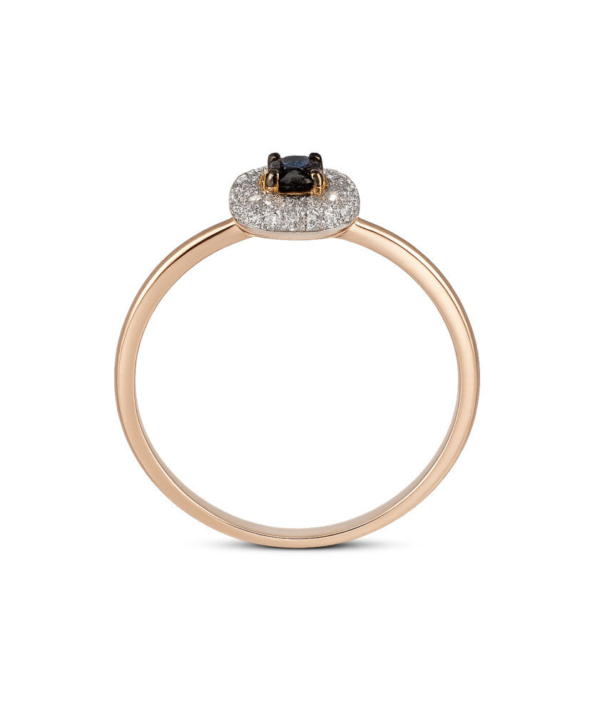 Gold ring with sapphire and diamonds