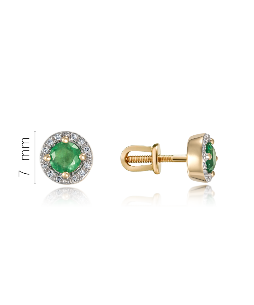 Yellow gold earrings with emeralds and diamonds