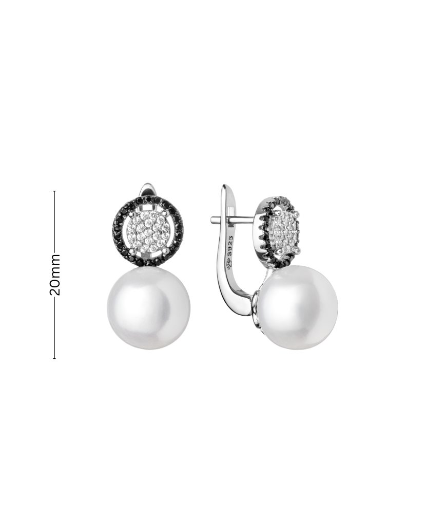 Sterling silver earrings with pearls and zircons
