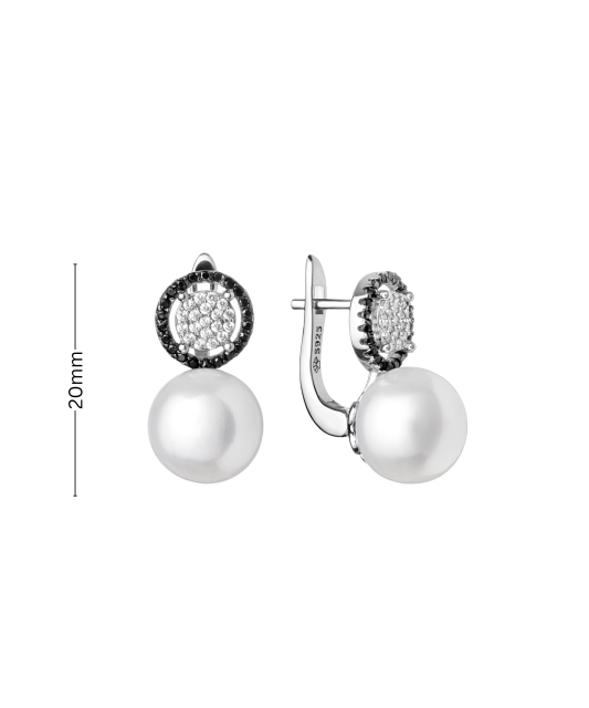Sterling silver earrings with pearls and zircons