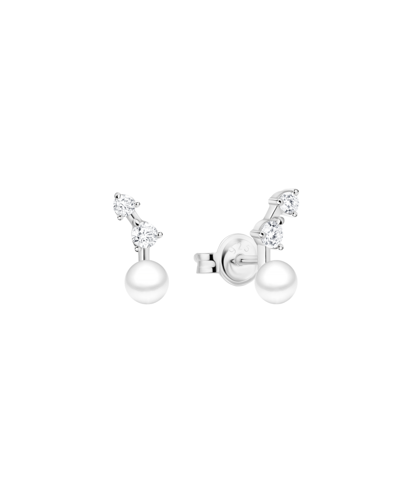 Sterling silver earrings with pearls and zircons