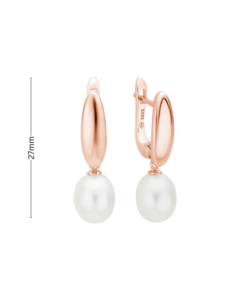 Позолоченные серьги из серебра с жемчугом