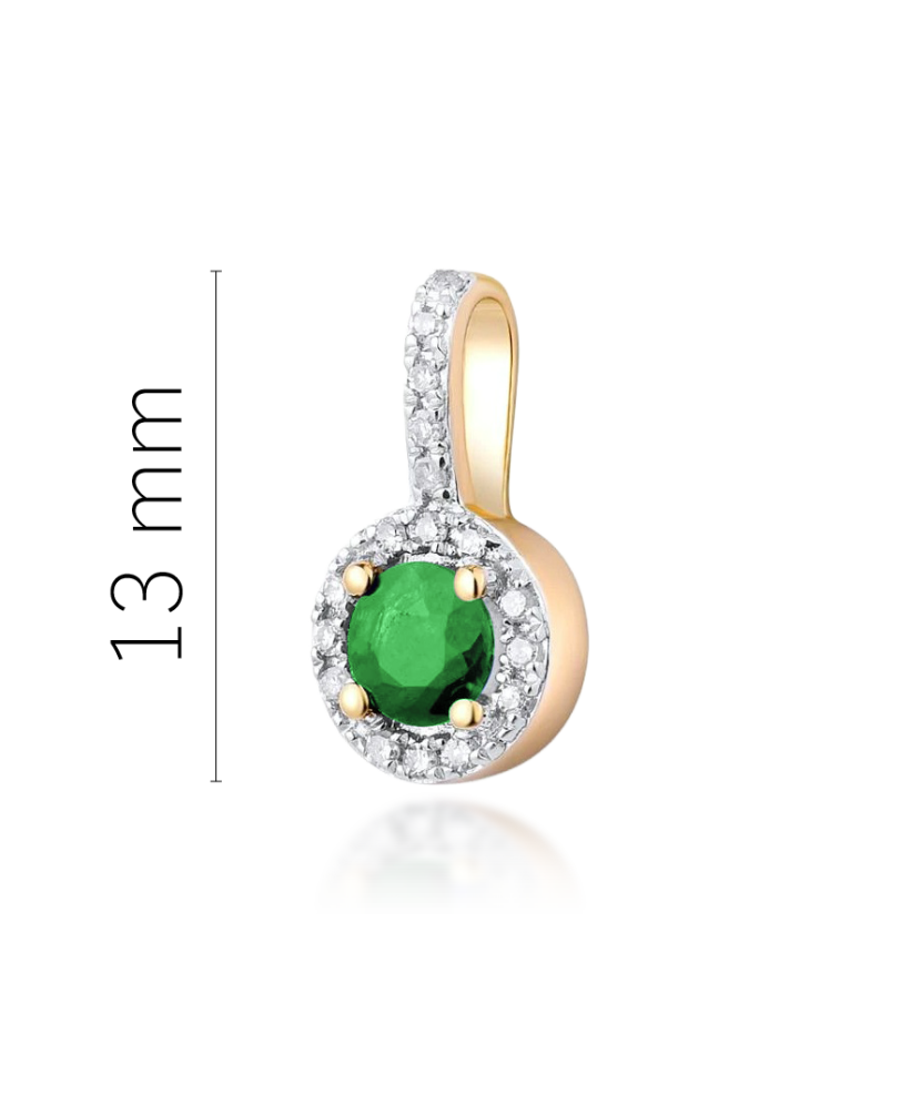 Yellow gold pendant with emerald and diamonds