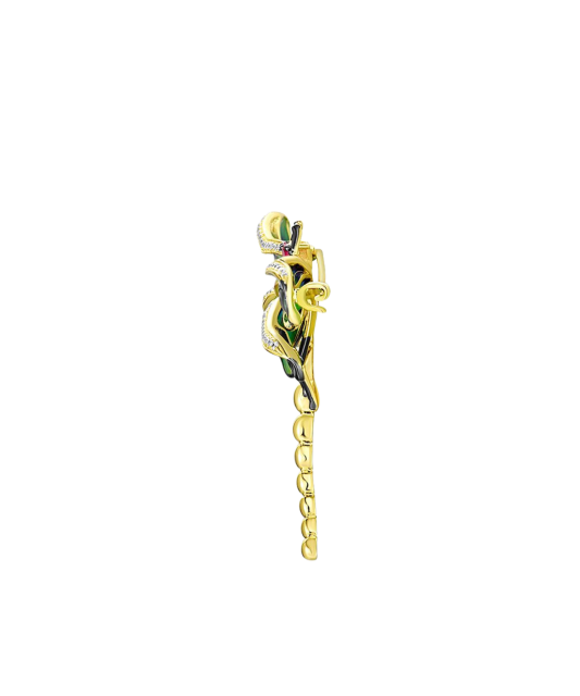 Gold-plated Silver brooch with nano rubies, enamel and zircons