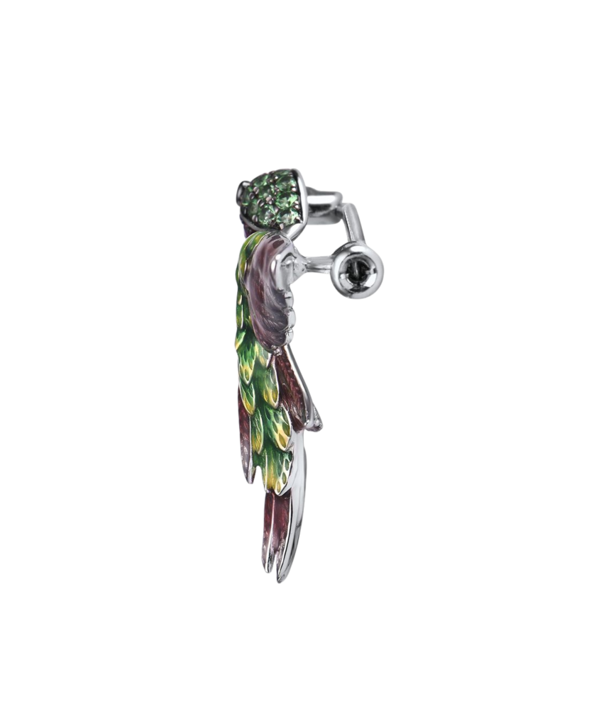 Gold-plated Silver brooch with nano rubies, enamel and zircons Gold-plated Silver brooch with nano rubies, enamel and zircons