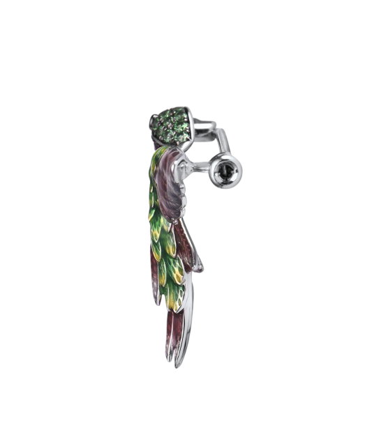 Gold-plated Silver brooch with nano rubies, enamel and zircons