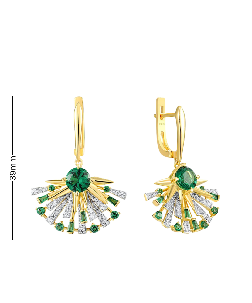 Gilded sterling silver earrings with zircons and spinels