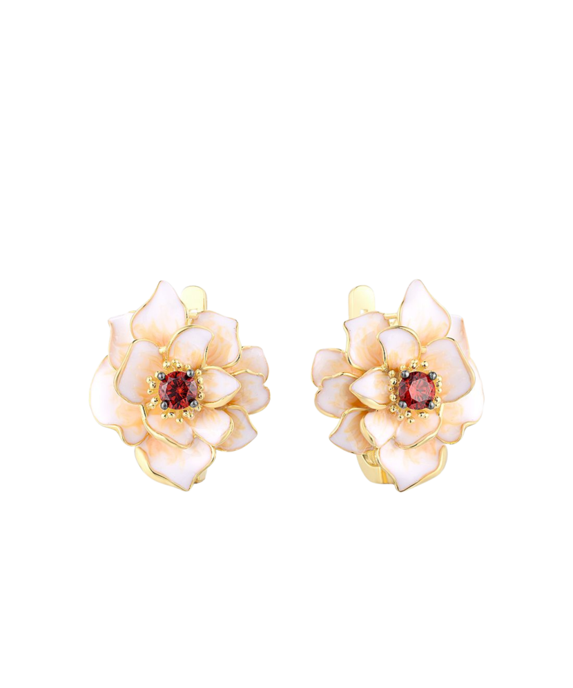 Gilded sterling silver earrings with zircons and enemal Gilded sterling silver earrings with zircons and enemal
