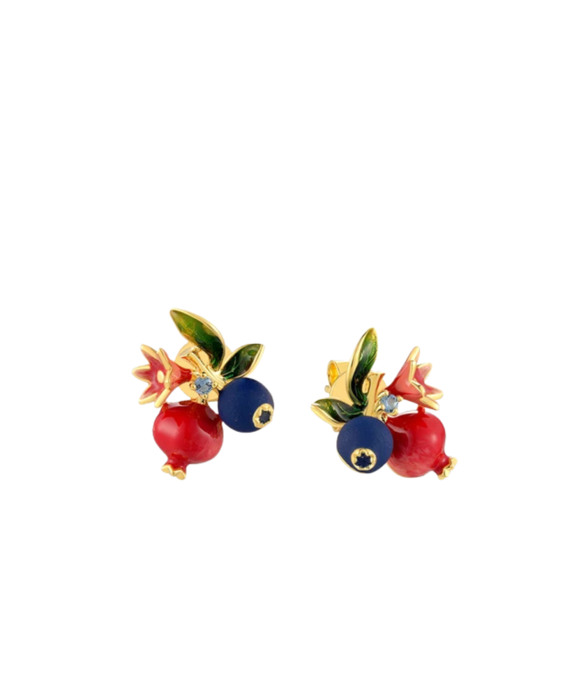 Gilded sterling silver earrings with enamel