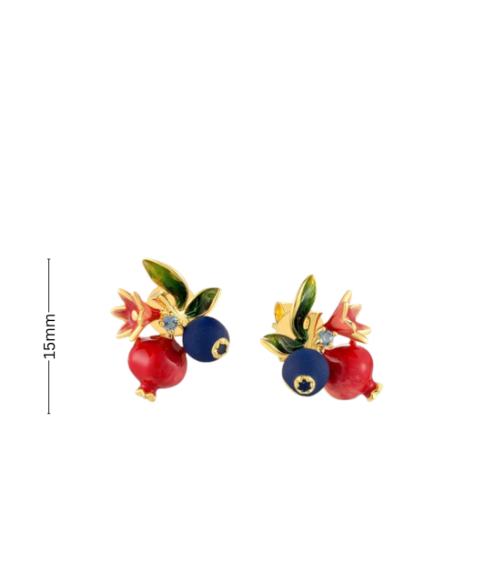 Gilded sterling silver earrings with enamel