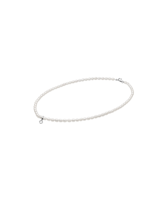 Necklace with spinels and a kasumi pearl