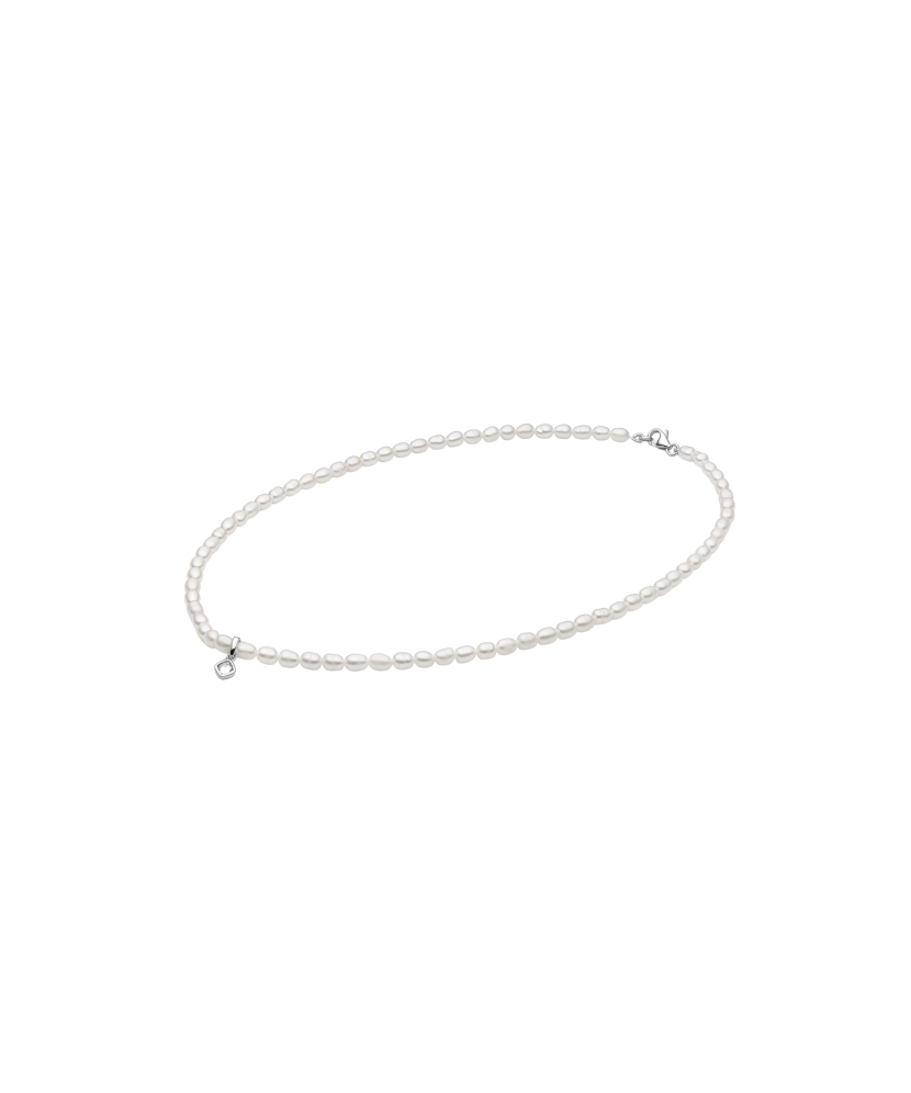 Колье из серебра с жемчугом и подвеска из циркония