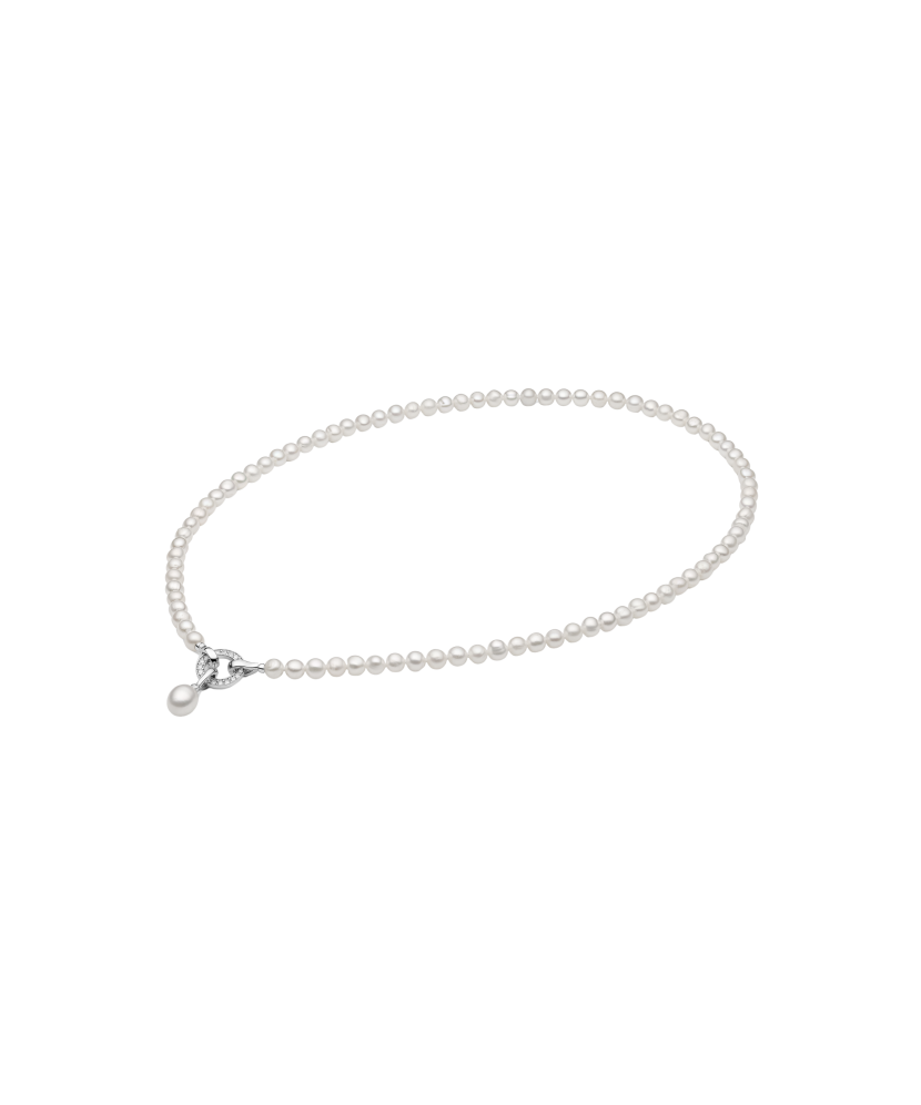 Pearl necklaces with sterling silver and zirconium pendant