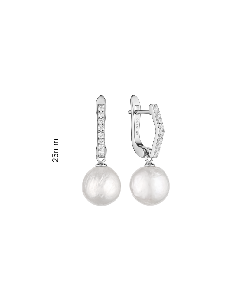 Sterling silver earrings with Kasumi pearls and zircons