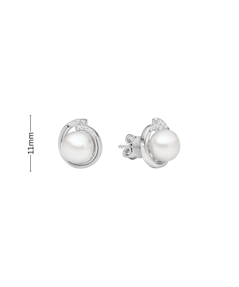 Sterling silver earrings with pearls and zircons