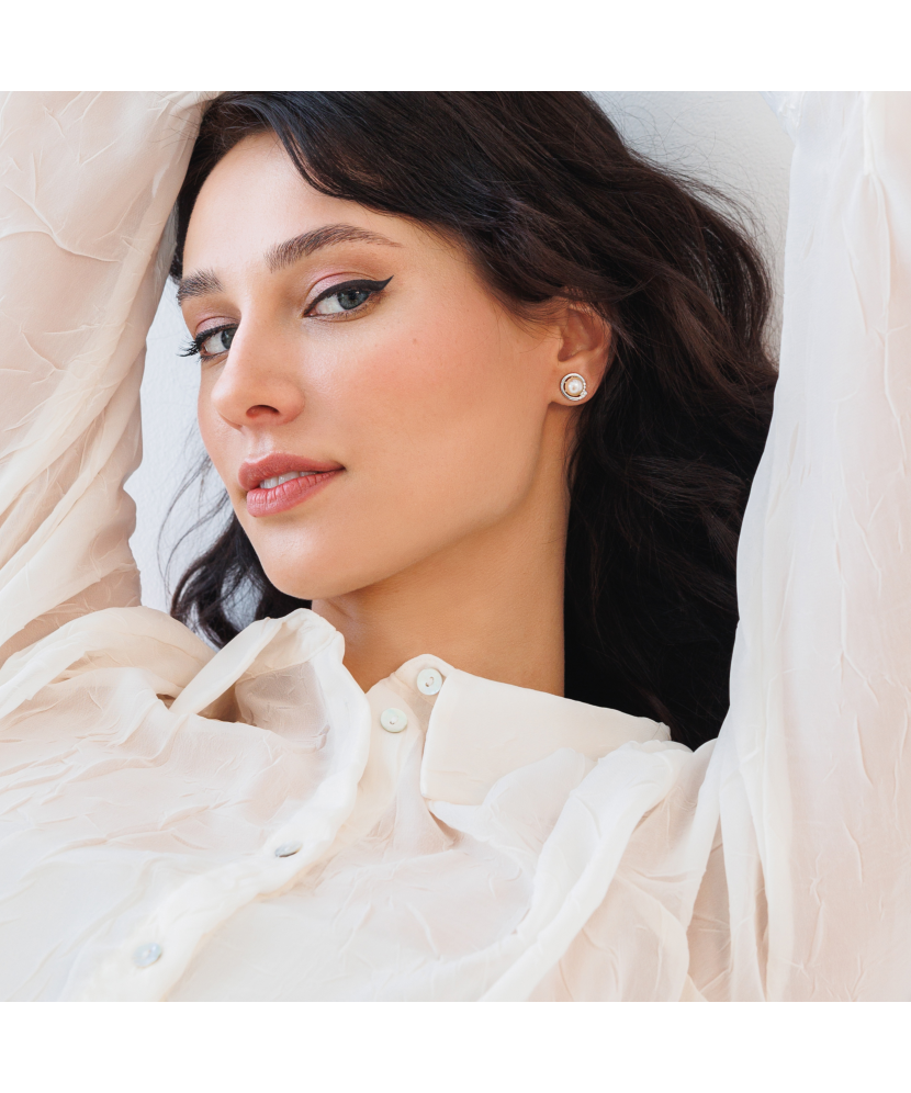 Sterling silver earrings with pearls and zircons