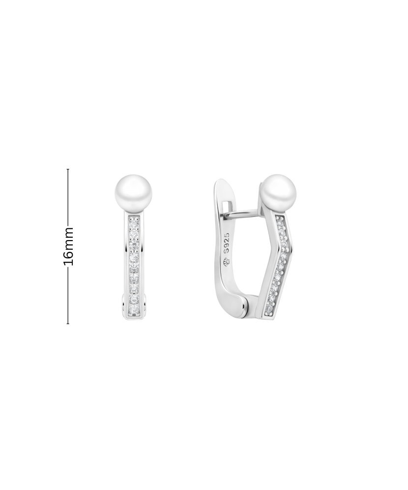 Sterling silver earrings with pearls and zircons