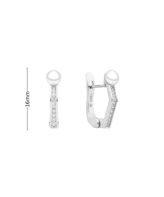 Sterling silver earrings with pearls and zircons