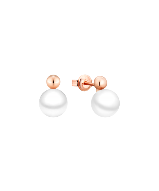 Gilded sterling silver earrings with pearls