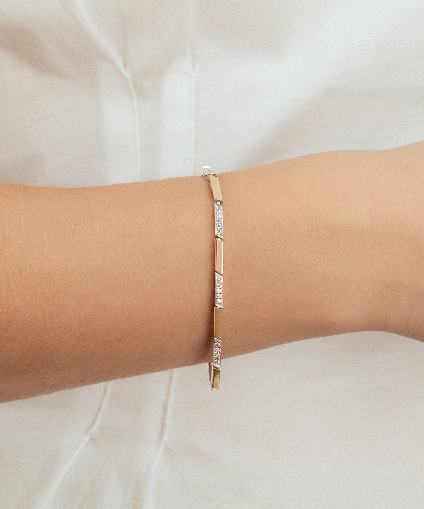 Gold plated sterling Silver bracelet with zircons